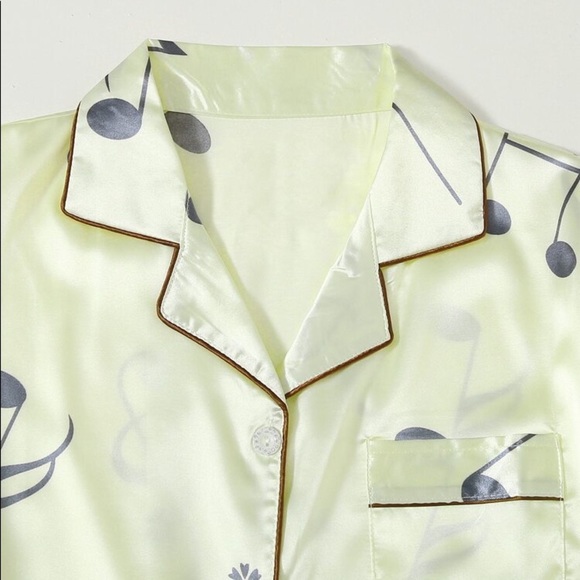 New Yellow Satin Silk-Like Pajama Set - Picture 3 of 5